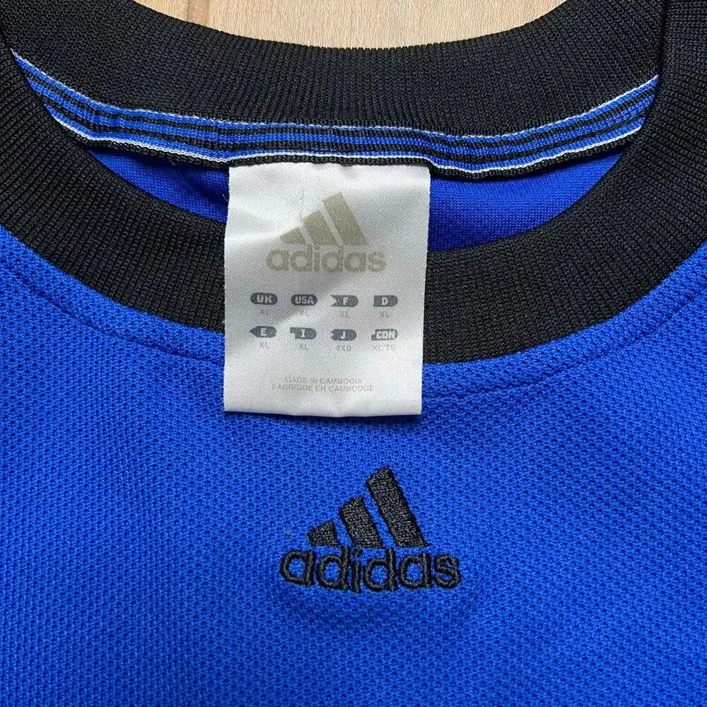 Vintage Adidas Mens‎ Active Y2K T Shirt Long Sleeve Blue/Black Sz XL
